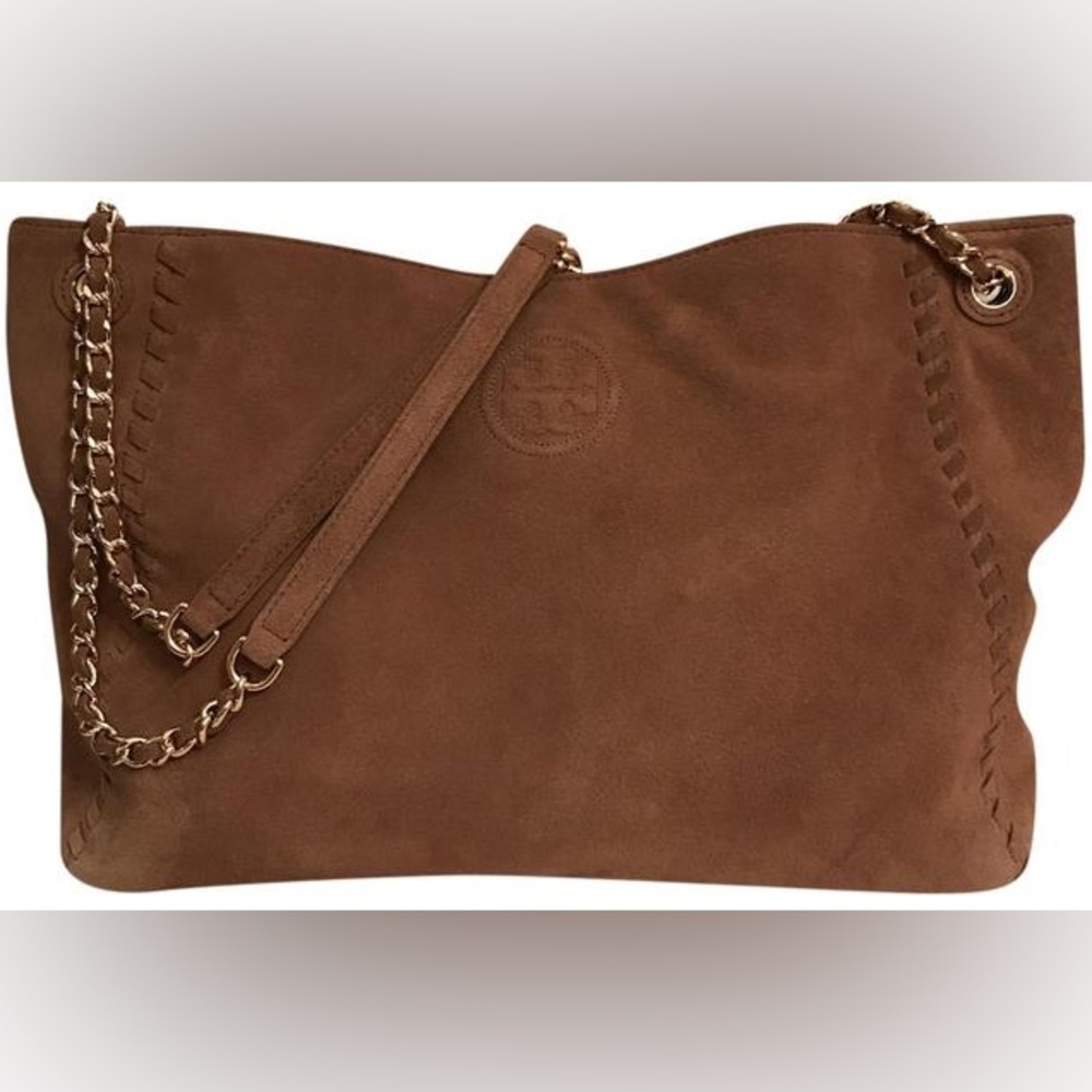 Tory Burch Marion Suede Slouchy Brown Tote